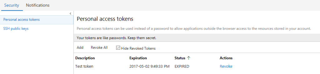 tfsvsts personal access token