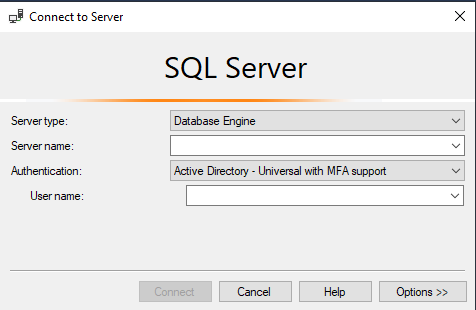 SSMS Connect Dialog