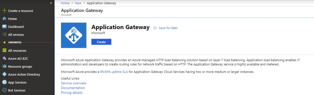 Azure Application Gateway creation overview