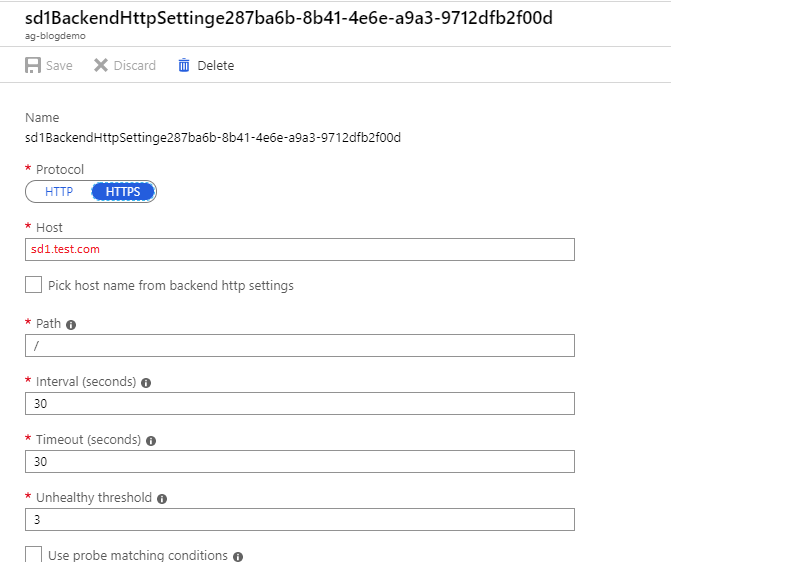 Application Gateway Backend Health Probe