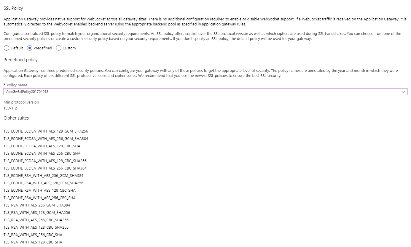 Application Gateway HTTP Listeners SSL Policy