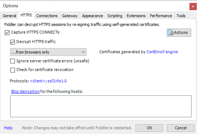 Fiddler enable HTTPS