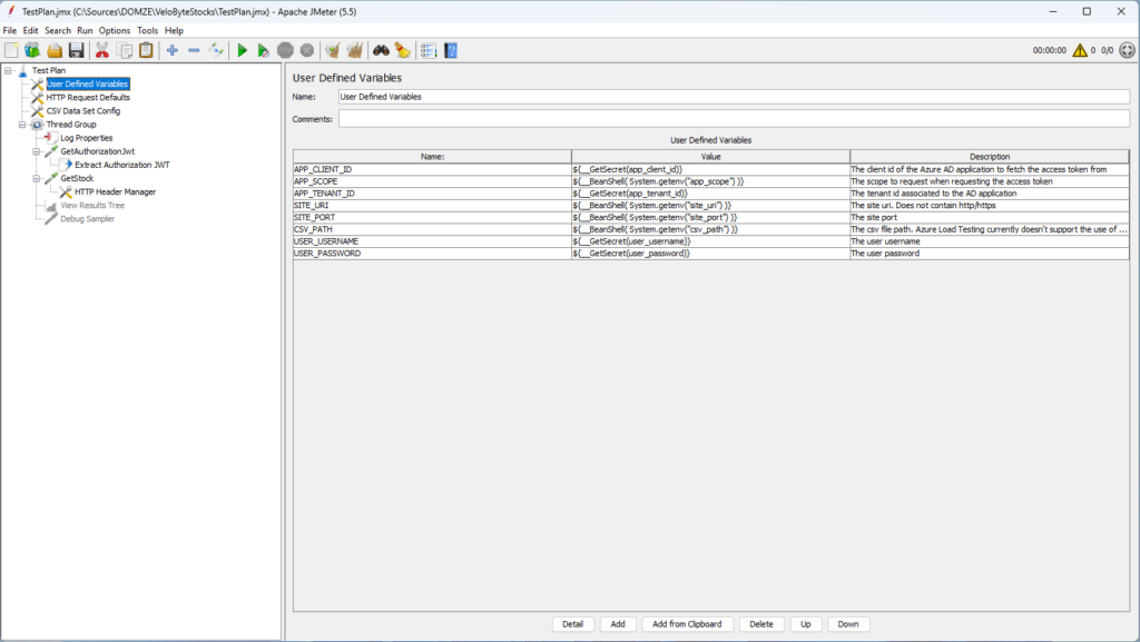 JMeter sample test plan