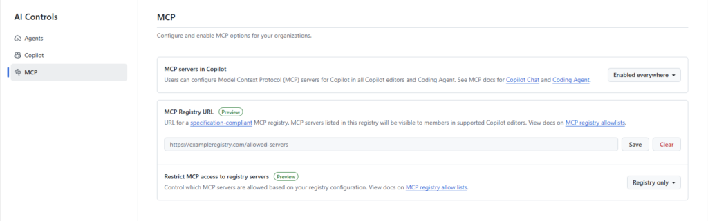 GitHub Administrative Interface, AI Controls, MCP